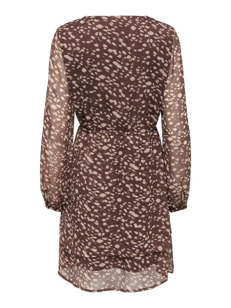 JDY SANDRA L/S LAYER DRESS , Kjole, WVN, CHATEAU GRAY ANIMAL PRINT - Bilde 3