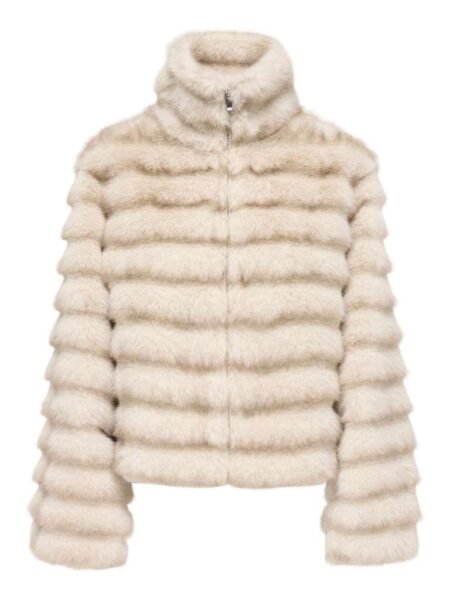 JDY ALLIE FAUX FUR JACKET OTW HAB, Jakke i fuskepels, Silver Lining/Offwhite