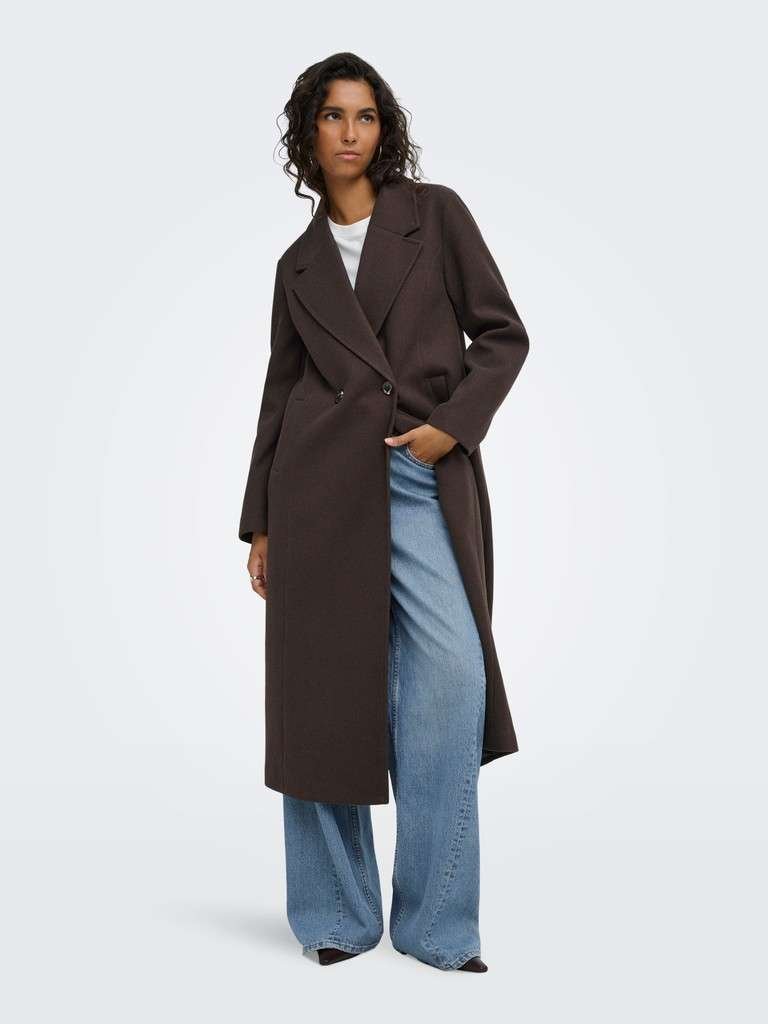JDY VIOLA LIFE X-LONG COAT , Kåpe, OTW HAB, Chocolate Torte, Brun - Bilde 2