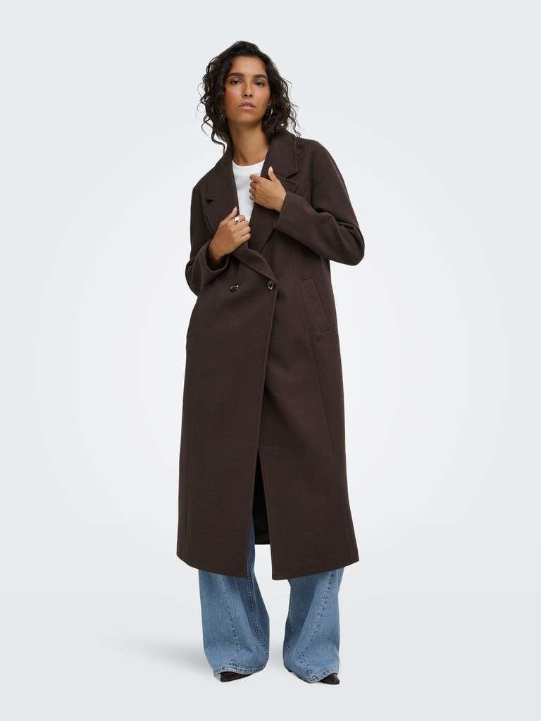 JDY VIOLA LIFE X-LONG COAT , Kåpe, OTW HAB, Chocolate Torte, Brun - Bilde 4