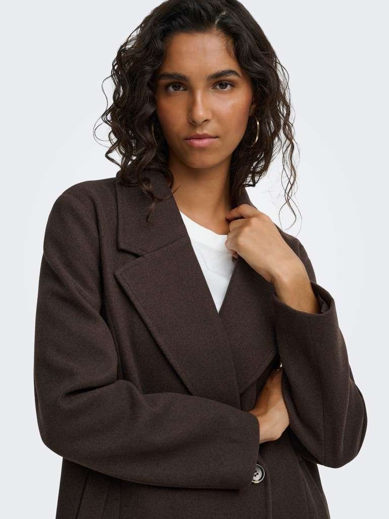 JDY VIOLA LIFE X-LONG COAT , Kåpe, OTW HAB, Chocolate Torte, Brun - Bilde 3