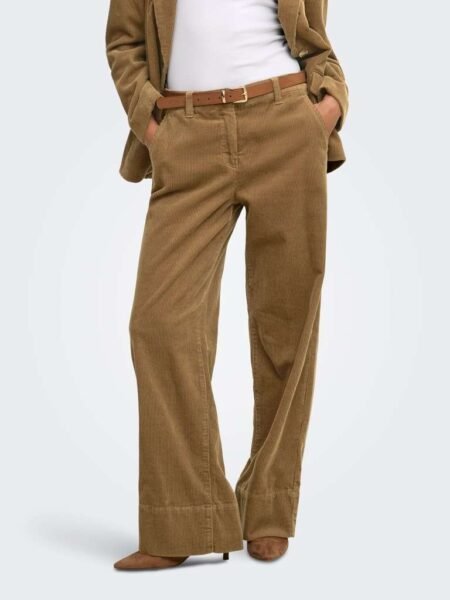 JDY SHIRAZ MW WIDE PANT, Cordbukse, Otter/brun-oker