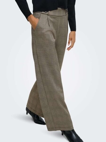 JDY GEGGO MIA LONG CHECK PANT, Sandshell_NEW SQUARE CHECK