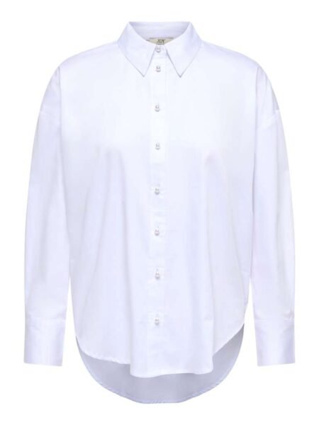 JDY WILLOW L/S LOOSE PEARL SHIRT WVN, Skjorte, White/Hvit
