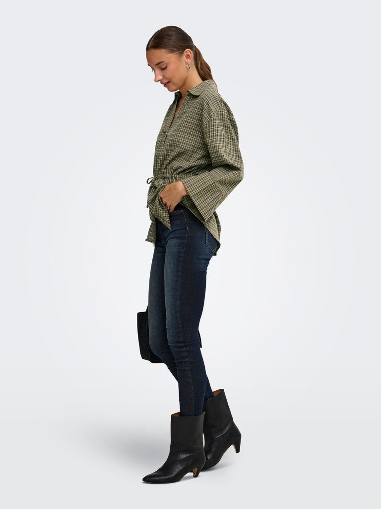 JDY RIKKA 7/8 TUNNEL SHIRT WVN, Skjorte, Dark Olive CLOUD DANCER & BLACK/Grønn - Bilde 3