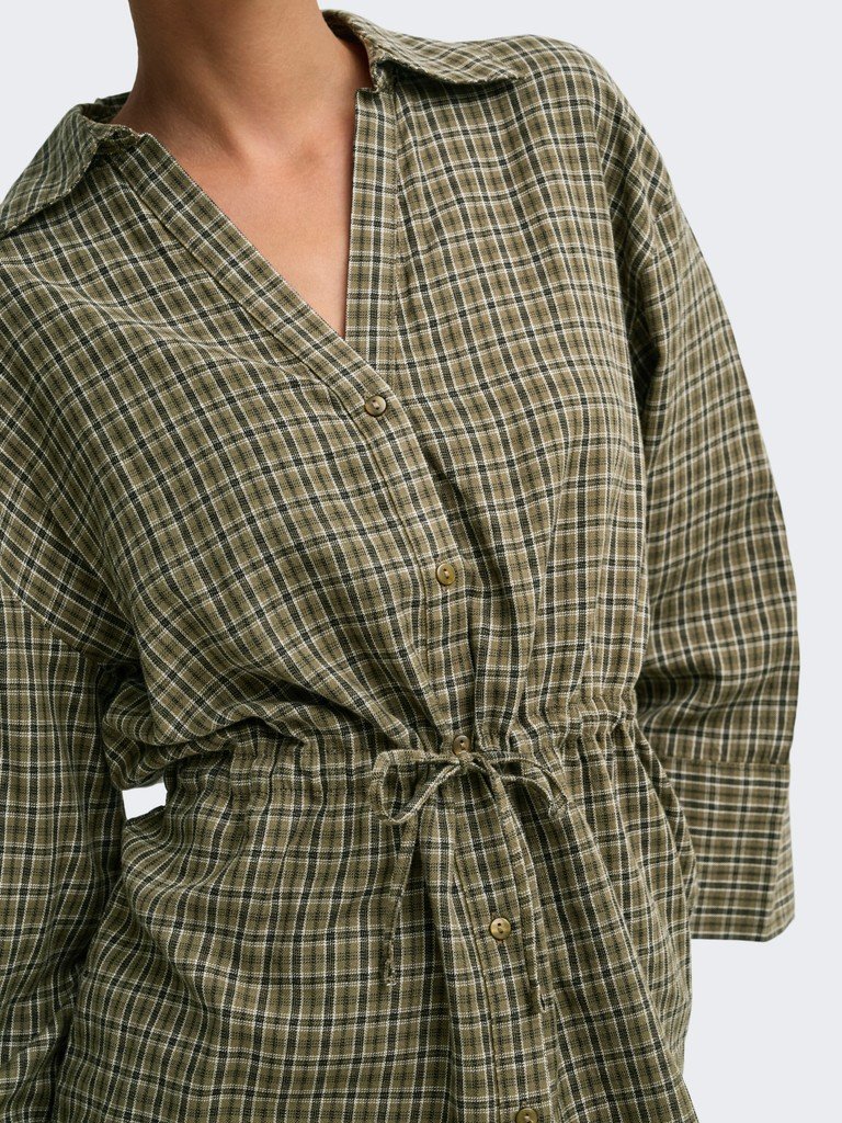 JDY RIKKA 7/8 TUNNEL SHIRT WVN, Skjorte, Dark Olive CLOUD DANCER & BLACK/Grønn - Bilde 5