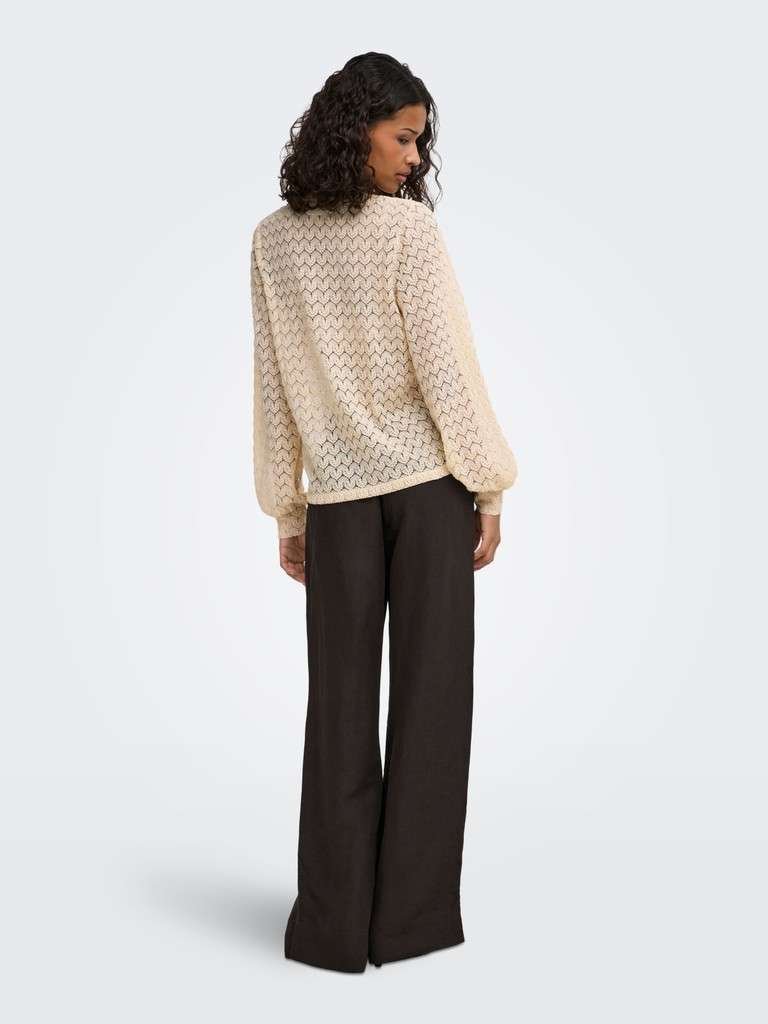 JDY AVERY L/S LACE V-NECK TOP, Blondetopp, JRS, Sandshell NORTH, Lys Beige/ Offwhite, S- XXL - Bilde 4