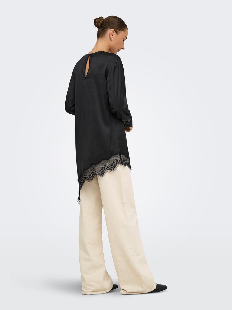JDY NADDY L/S ASYM LONG TOP WVN, Topp, Black BLACK Lace/Svart SVARTE Blonder - Bilde 5