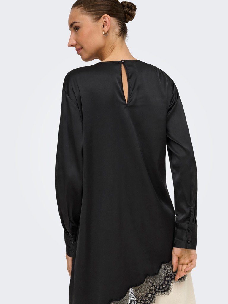 JDY NADDY L/S ASYM LONG TOP WVN, Topp, Black BLACK Lace/Svart SVARTE Blonder - Bilde 3