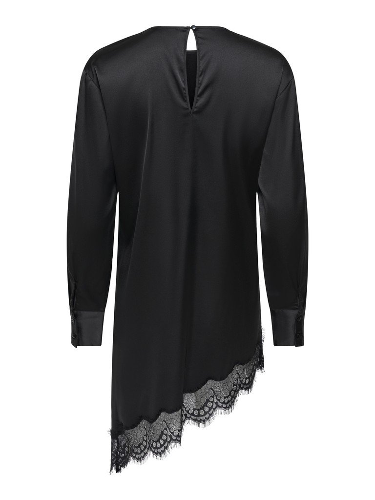 JDY NADDY L/S ASYM LONG TOP WVN, Topp, Black BLACK Lace/Svart SVARTE Blonder - Bilde 7
