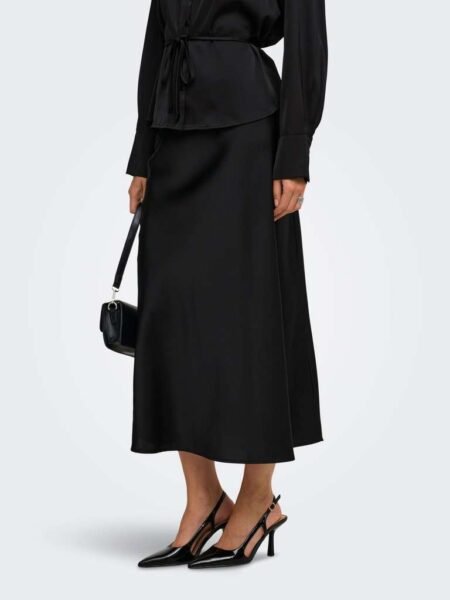 JDY ARIA MW MIDI SKIRT WVN, Skjørt, Black/Svart