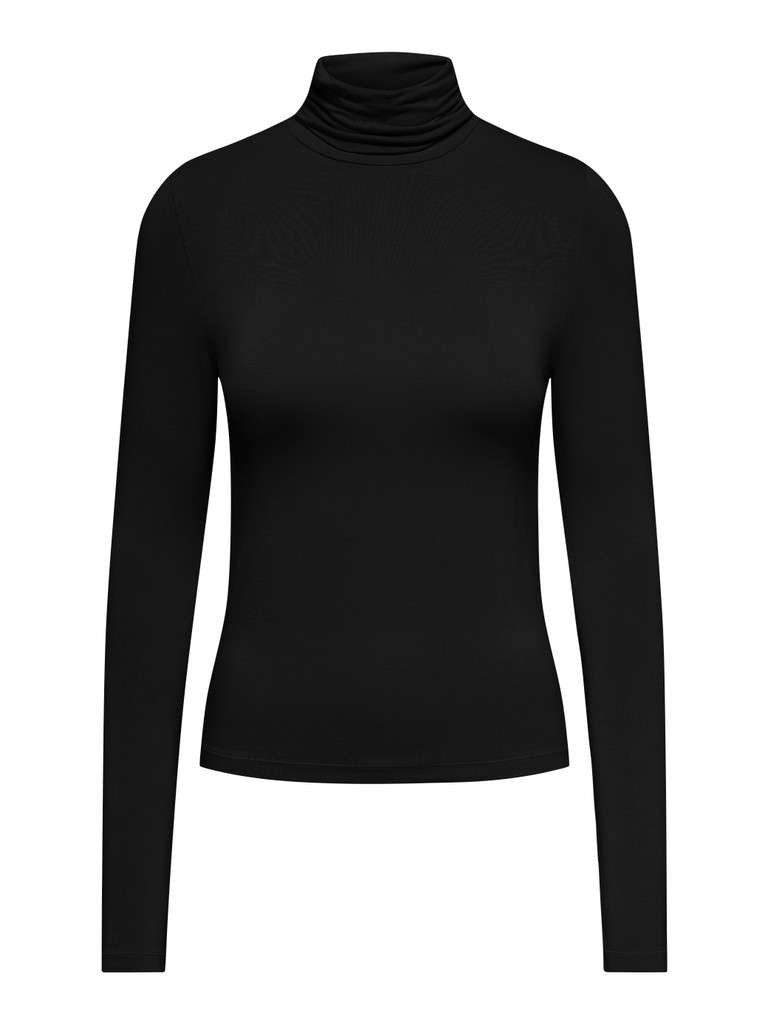 JDY SISSY L/S HIGHNECK TOP JRS DIA, Pologenser,Black, Sort - Bilde 2