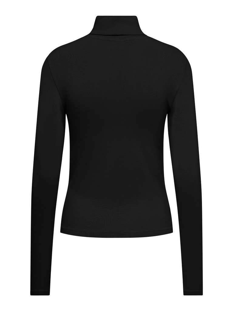 JDY SISSY L/S HIGHNECK TOP JRS DIA, Pologenser,Black, Sort