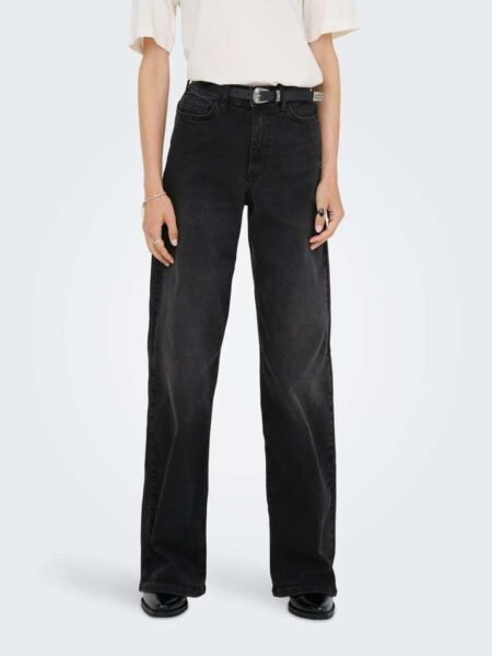 JDY FELINA-FINA HW WIDE BLK JEANSDNM NOOS, Bukse, Black Denim, Sort Denim
