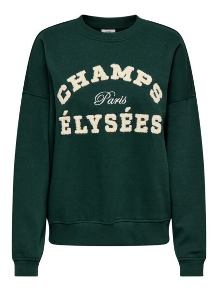 JDY MESA L/S O-NK EMB SWEAT JRS,  Genser, Pine Grove/ CHAMPS ELYSEES, Grønn
