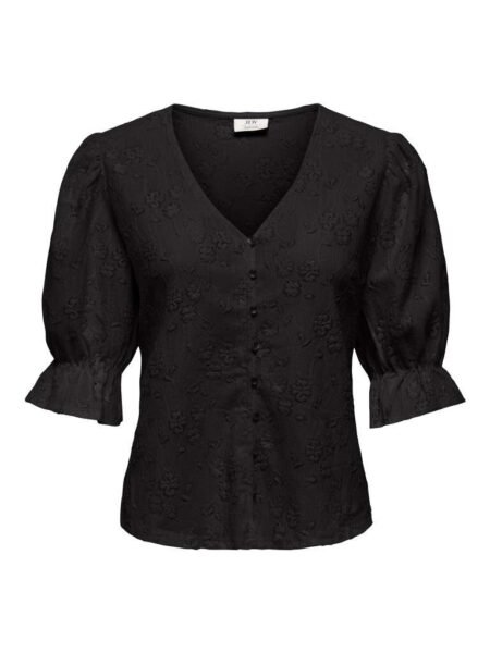 JDY JAKOBE 2/4 LACE TOP JRS. Blondetopp, Black, Sort