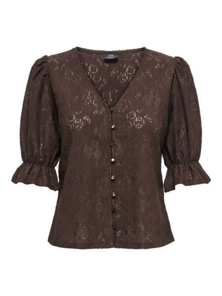 JDY JAKOBE 2/4 LACE TOP JRS. Blondetopp, Coffee Bean, Brun