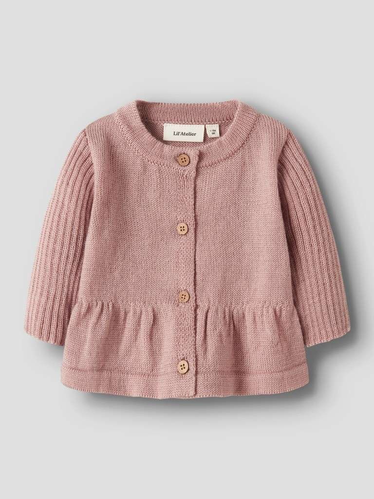 LIL ATELIER, NOMO NIA WOOL LS KNIT CARD , Cardigan i 100% Merinoull, Favn - Bilde 5