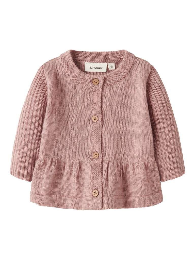 LIL ATELIER, NOMO NIA WOOL LS KNIT CARD , Cardigan i 100% Merinoull, Favn - Bilde 3