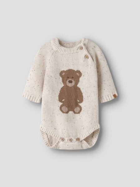LIL ATELIER GALTO RIA LS KNIT BODY, Stikket Body I 100% Bomull,Turtledove TEDDY