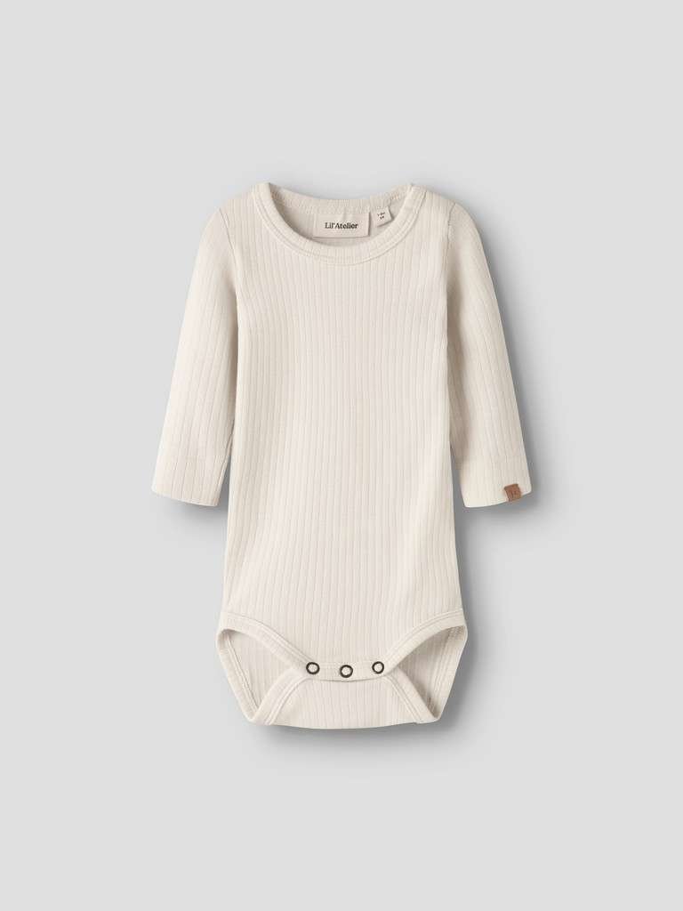 LIL ATELIER GABO BIB LS SLIM BODY, TUrtledove, Offwhite - Bilde 3