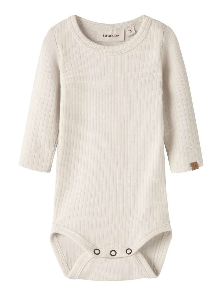 LIL ATELIER GABO BIB LS SLIM BODY, TUrtledove, Offwhite - Bilde 2