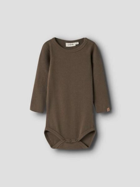 LIL ATELIER GABO BIB LS SLIM BODY, Teak, Brun