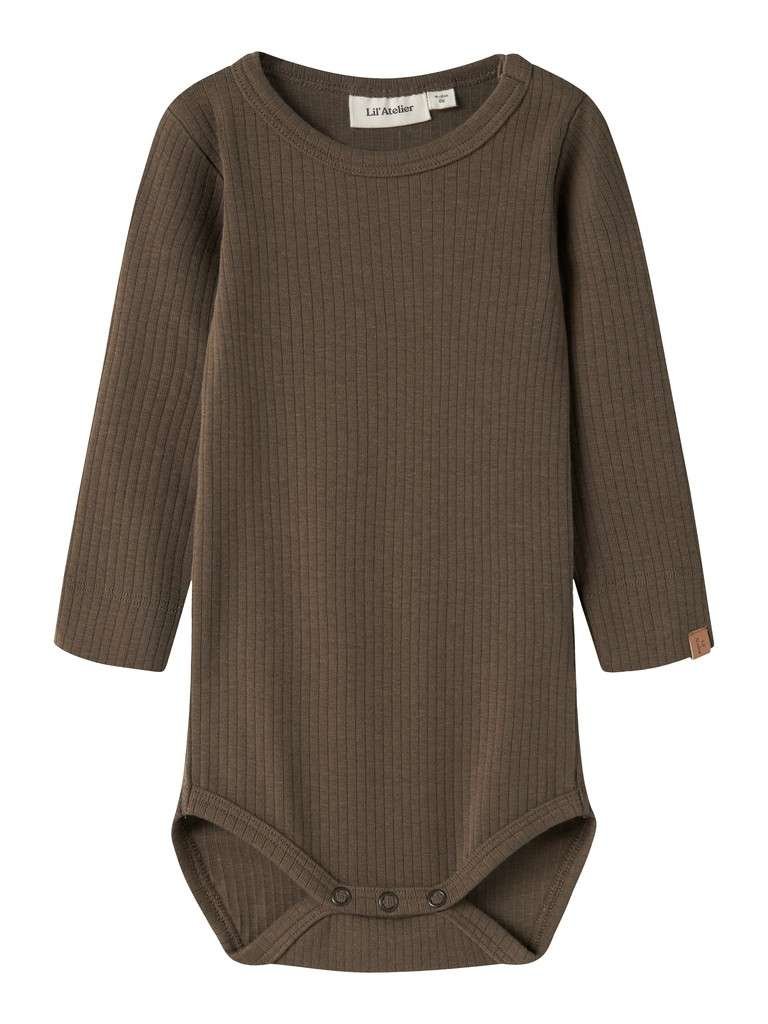 LIL ATELIER GABO BIB LS SLIM BODY, Teak, Brun - Bilde 4