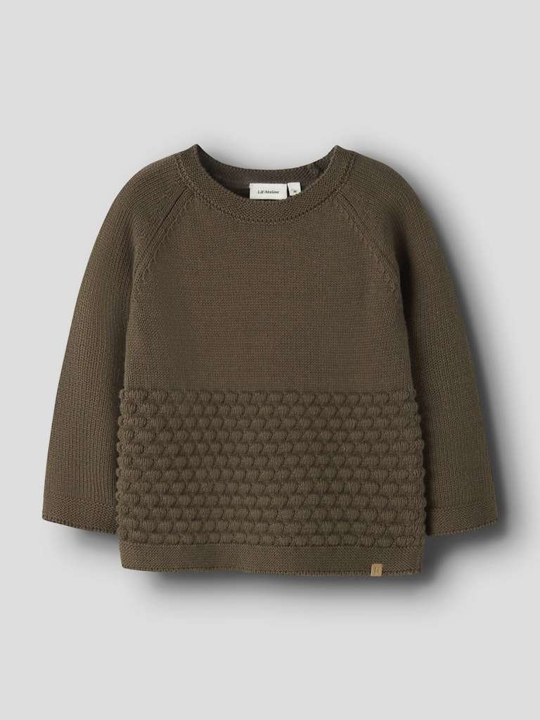 LIL ATELIER NOBIR LS KNIT , Strikket Genser I Bomull, Teak, Brun - Bilde 2