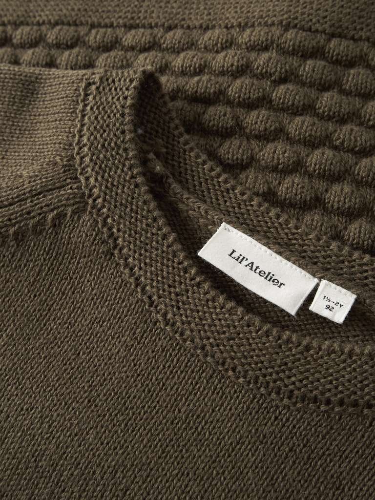 LIL ATELIER NOBIR LS KNIT , Strikket Genser I Bomull, Teak, Brun - Bilde 3