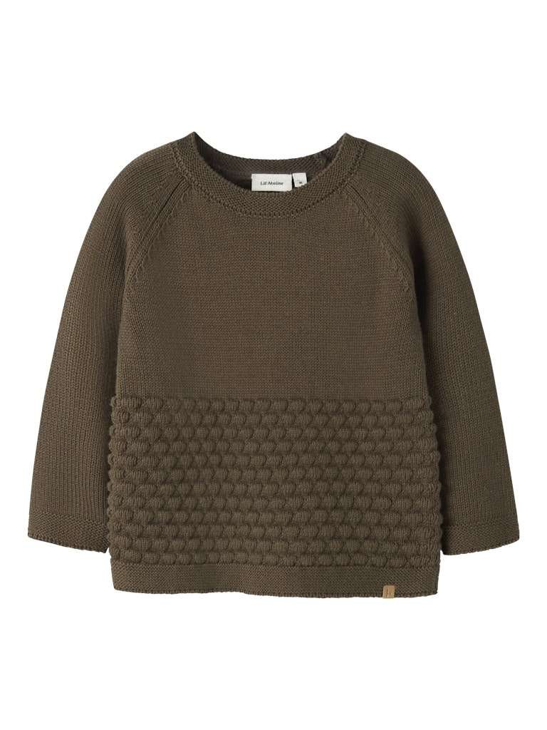 LIL ATELIER NOBIR LS KNIT , Strikket Genser I Bomull, Teak, Brun - Bilde 6