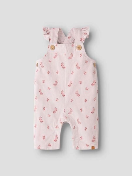 LIL ATELIER NELLY CORD LOOSE OVERALL, Selebukse, Hushed Violet FLOWER EMB, Str 68-86cm