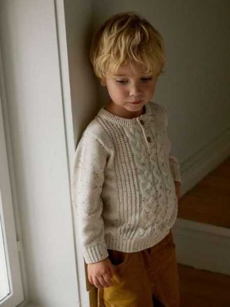 LIL ATELIER, GALTO KAI LS KNIT LIL, Strikkegenser, Turtledove/Offwhite med svart