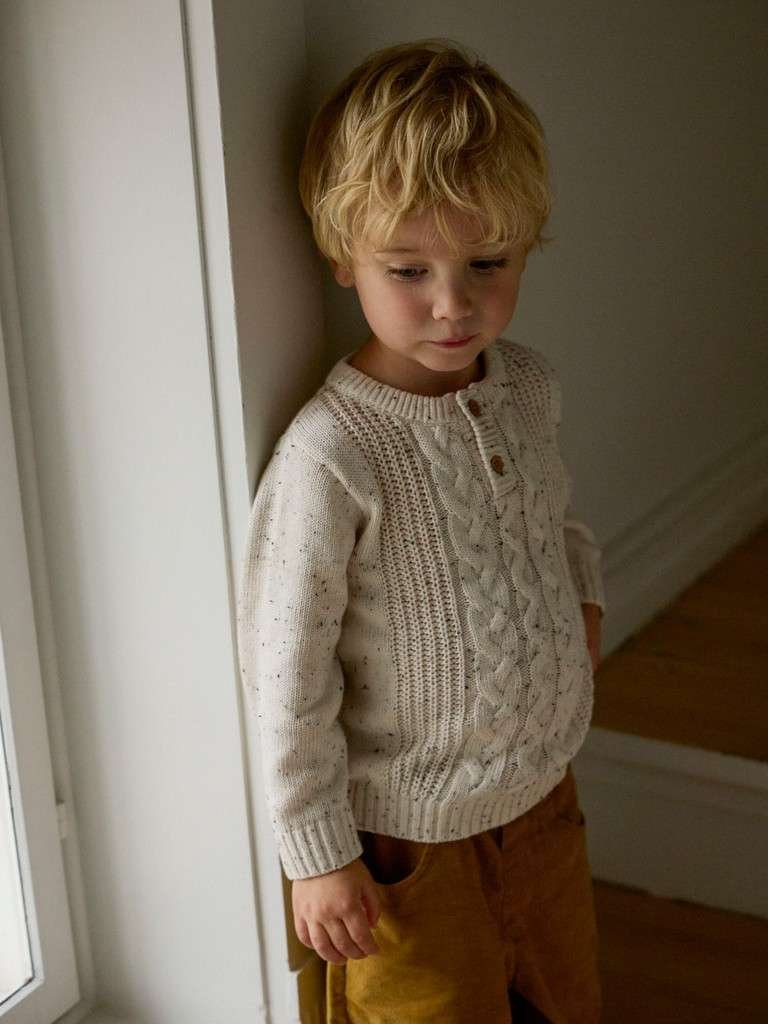 LIL ATELIER, GALTO KAI LS KNIT LIL, Strikkegenser, Turtledove/Offwhite med svart