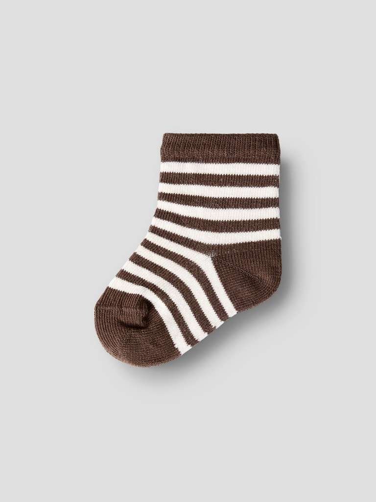 LIL ATELIER ROSSA DIR SOCK, Sokker , Stripet offwhite- Brun, Turtledove