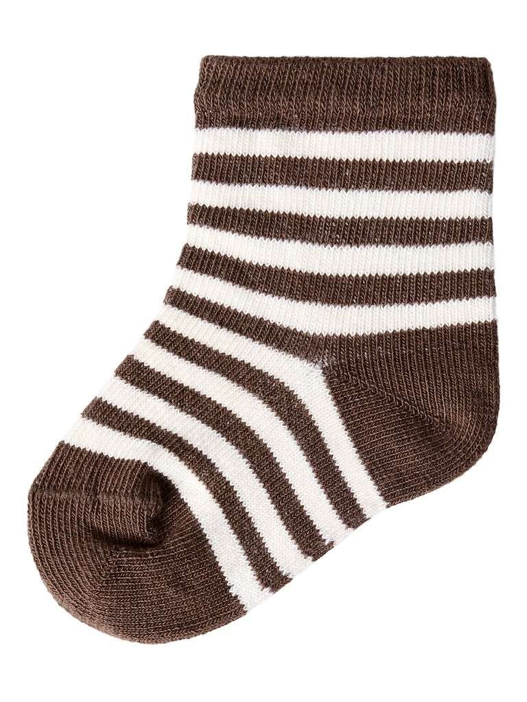 LIL ATELIER ROSSA DIR SOCK, Sokker , Stripet offwhite- Brun, Turtledove - Bilde 2