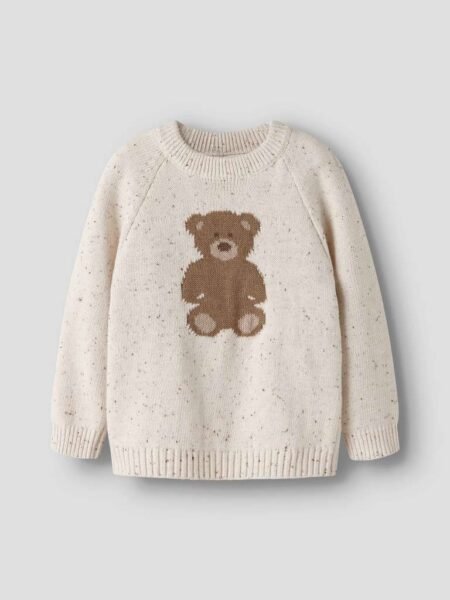 LIL ATELIER GALTO RIA LS KNIT , Strikket genser I 100% Bomull, TURTLEDOVE / TEDDY, Str 86-110