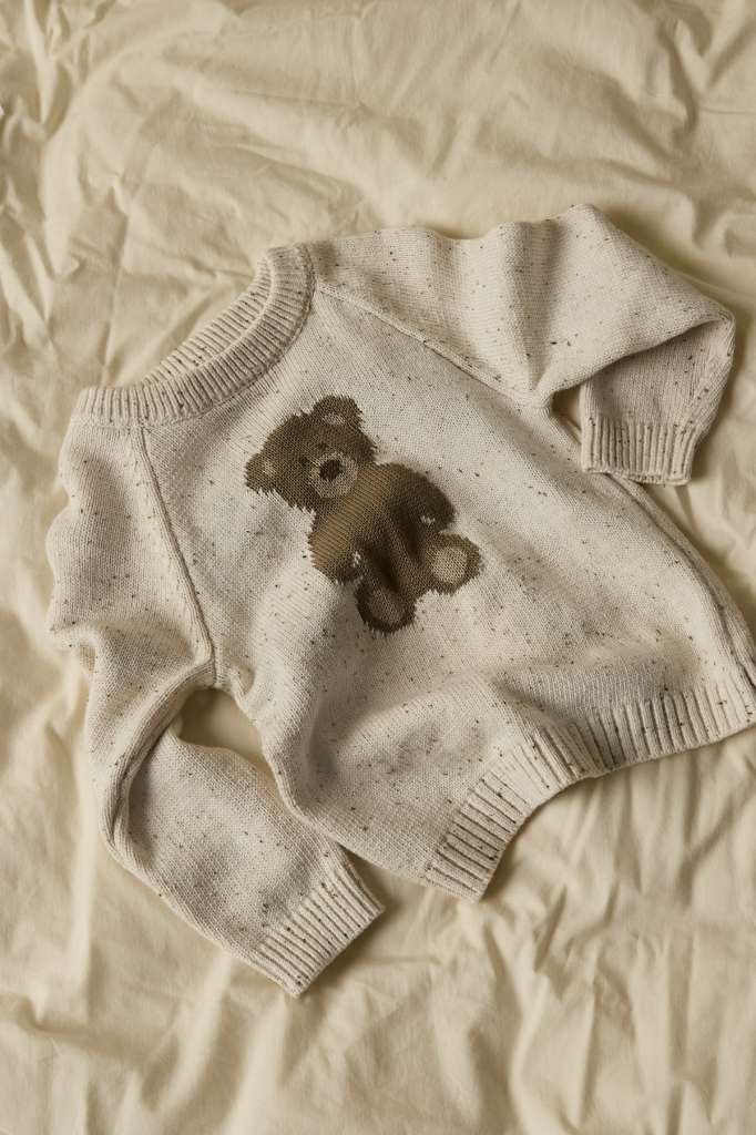 LIL ATELIER GALTO RIA LS KNIT , Strikket genser I 100% Bomull, TURTLEDOVE / TEDDY, Str 86-110 - Bilde 2