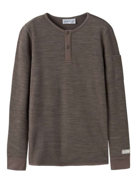NAME IT WYLA WO/VI LS TOP, Merinoull Viskose Genser 116-152, Morel, Brun Melert