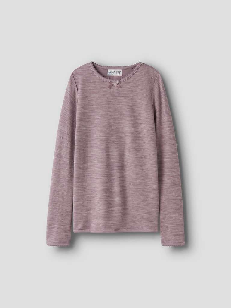 NAME IT WYLA WO/VI LS TOP, Merinoull/ Viskose Genser, Toadstool, Rosalilla - Bilde 3