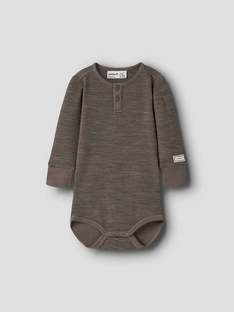 NAME IT WYLA WO/VI LS BODY- Merinoull/ Viskose Body, Morel, Brunmelert