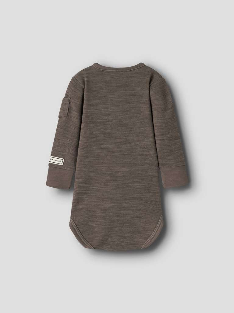 NAME IT WYLA WO/VI LS BODY- Merinoull/ Viskose Body, Morel, Brunmelert - Bilde 4
