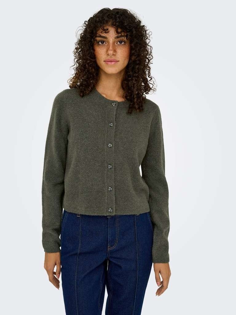 JDY CHLOE L/S CARDIGAN KNT NOOS - Strikket Cardigan, Kambaba MELANGE/Mørk grønn, Xs- Xxl - Bilde 3