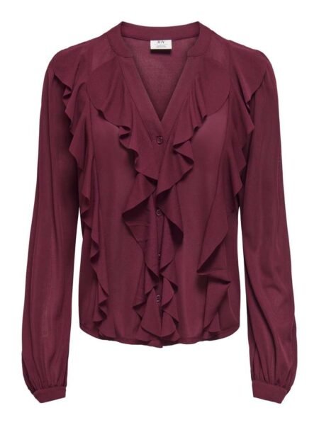 JDY USO L/S FRILL TOP JRS, Bluse, Windsor Wine