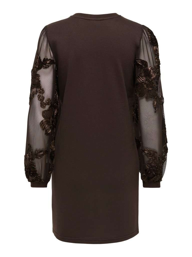 JDY FAIRVIEW LIFE L/S SWEAT DRESS JRS, Langermet Sweatshirtkjole I Jersey, Coffee Bean CASA LACE SLEEVE, Brun - Bilde 5