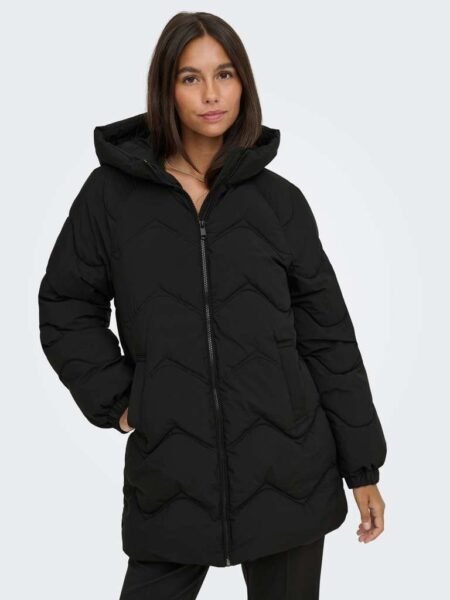 JDY POWER LONG HOOD PUFFER OTW HAB, Boblejakke, Black, Sort