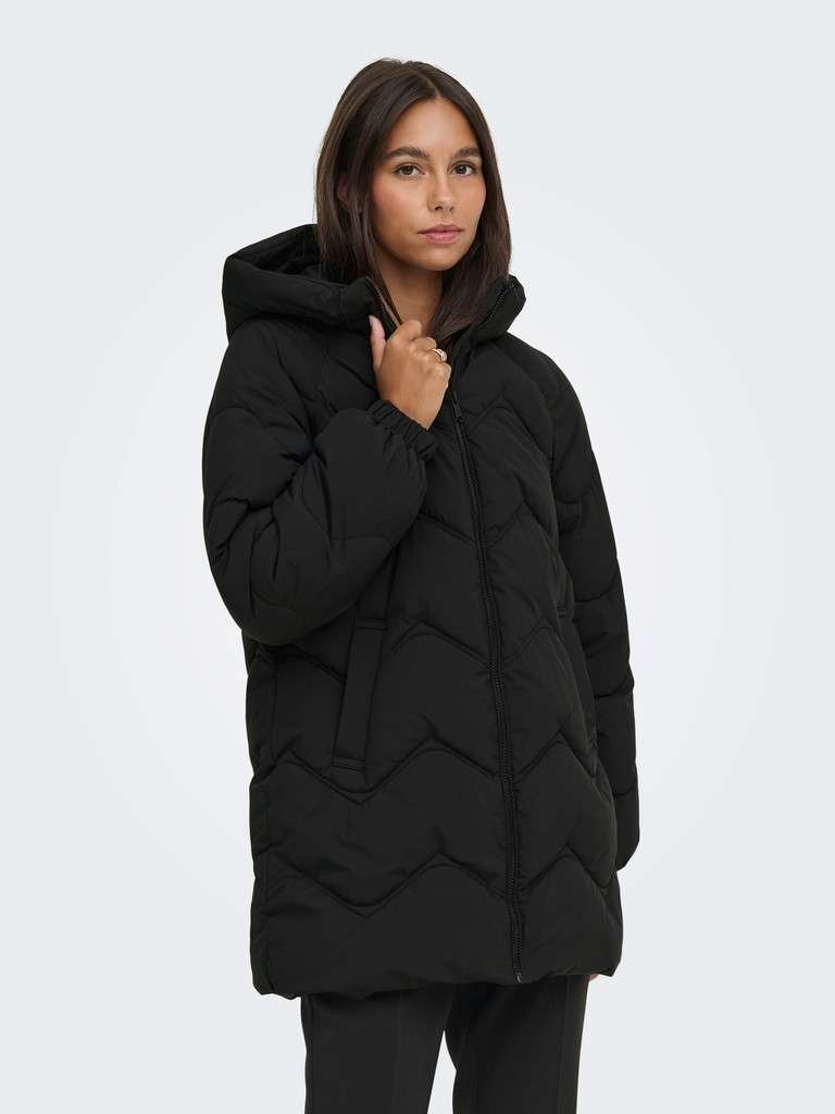 JDY POWER LONG HOOD PUFFER OTW HAB, Boblejakke, Black, Sort - Bilde 3