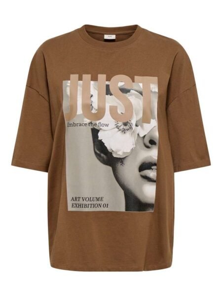 JDY PISA S/S OVERSIZE PRINT T-SHIRT JRS, T-skjorte, Bison JUST/Brun