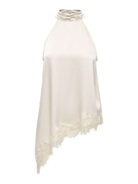 JDY DENISE HALTERNECK TOP, Pumice Stone/ Kremfarget