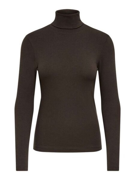 JDY RENO L/S HIGHNECK TOP JRS DIA, Mulch/ Mørk brun, XS-XXL
